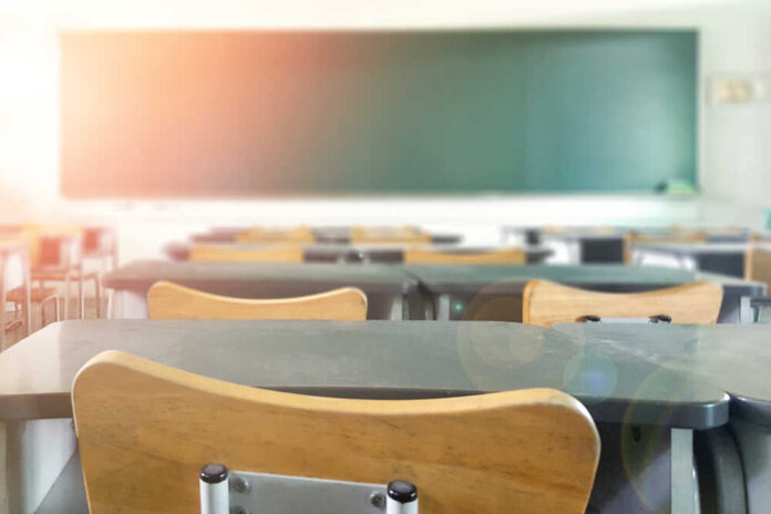 School,Classroom,In,Blur,Background,Without,Young,Student;,Blurry,View