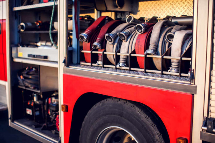 Fire,Engine,With,Equipment,Stay,In,The,Fire,Department,And