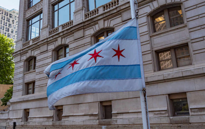 The,Flag,Of,Chicago,Waving,In,The,Wind,-,Chicago,